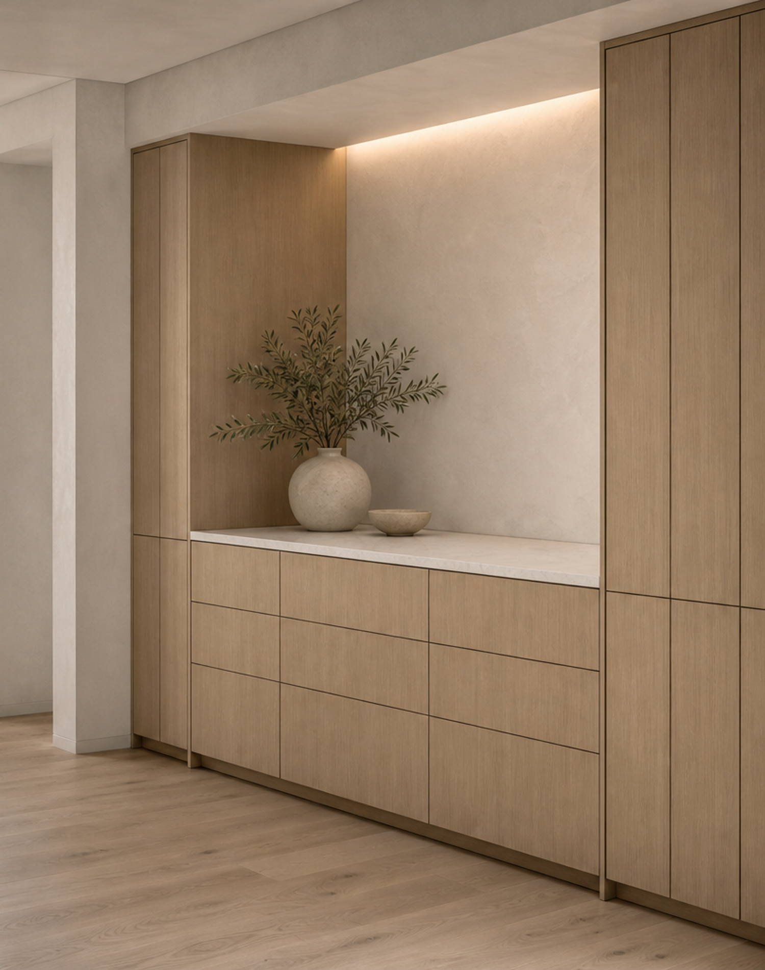 Fadior Cru Wine Cabinet Suite with Suspended Cellar Lantern — interior room context showing cabinet integration