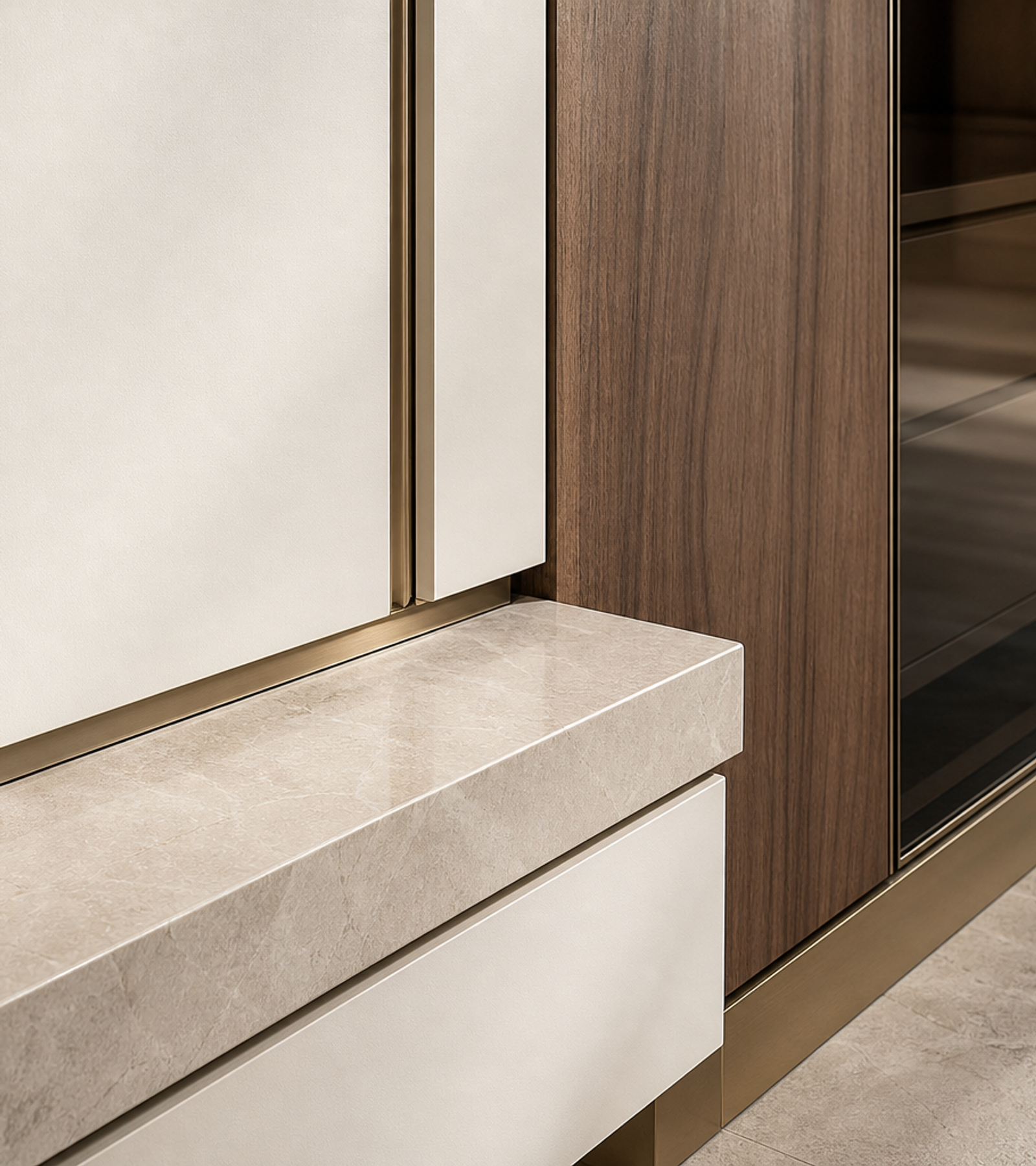Fadior Eclipse Wardrobe Suite with Tailored Gallery Wardrobe — close-up of stainless steel finish and hardware detail
