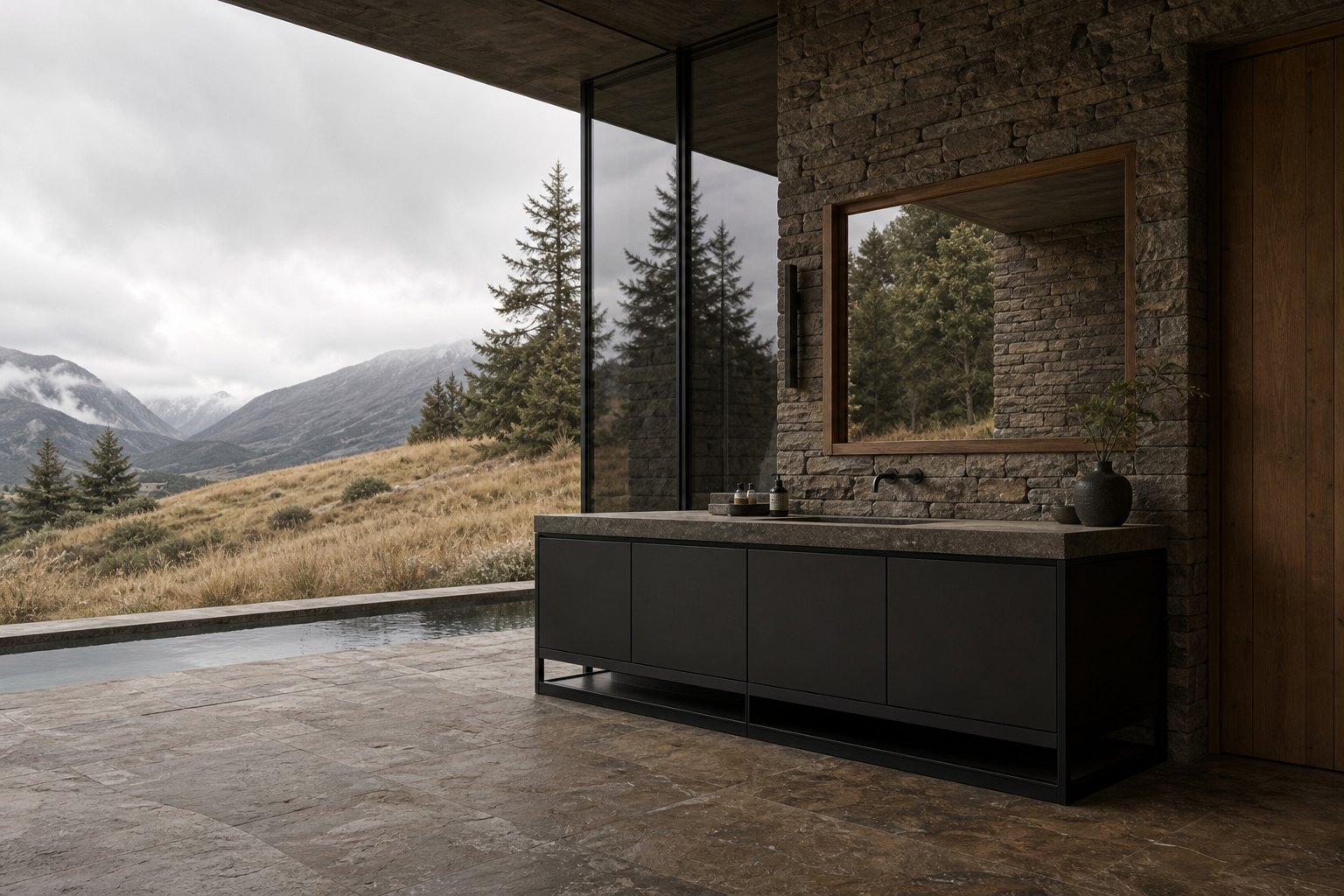 Fadior Alcove Bath and Vanity Suite with Silent Appliance Wash Gallery — 304 stainless steel bath and vanity system,