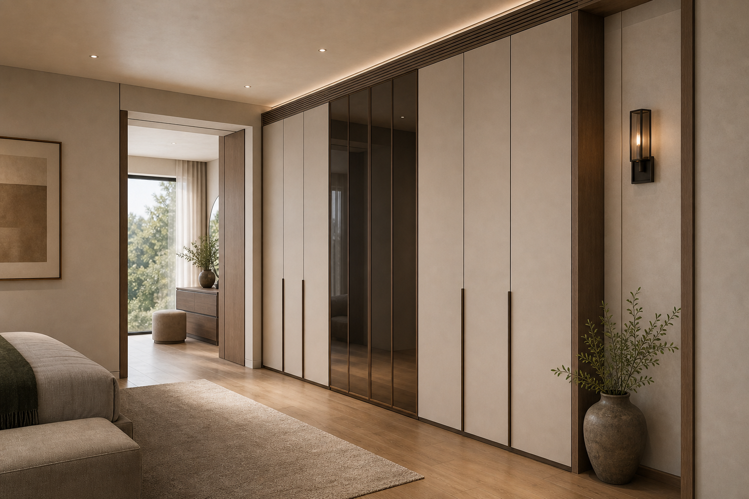 Fadior Voyage Wardrobe Suite with Atelier Gallery Spine — interior room context showing cabinet integration