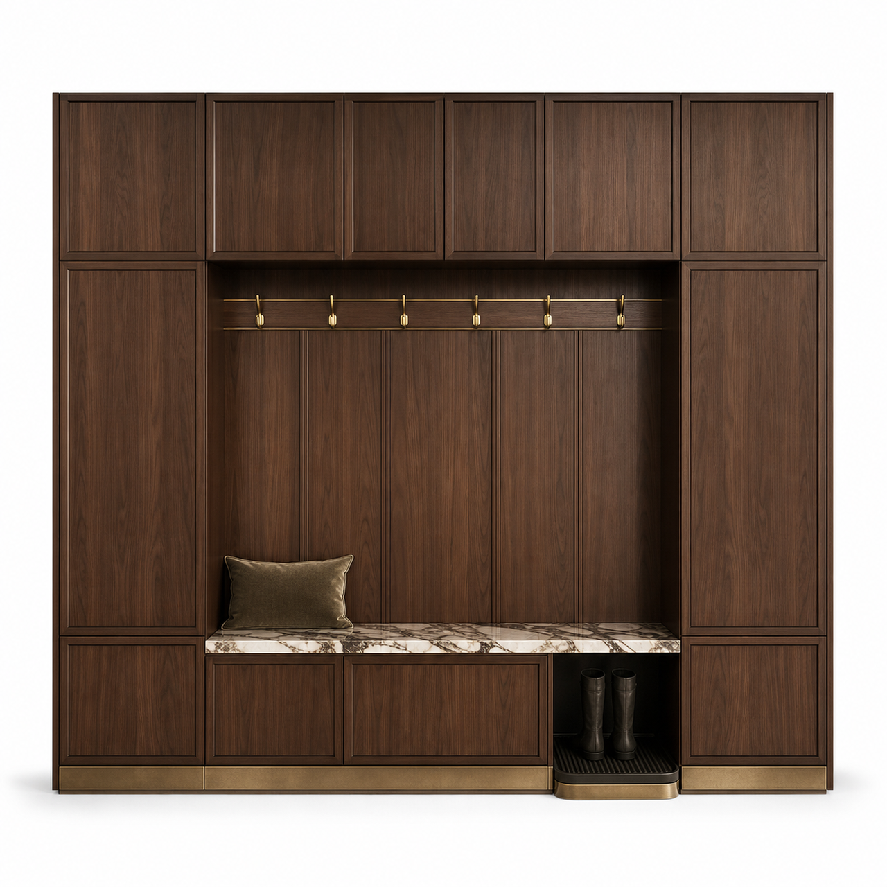 Fadior Savile Entryway Suite with Rainscreen Boot Dock — 304 stainless steel entryway system, front view