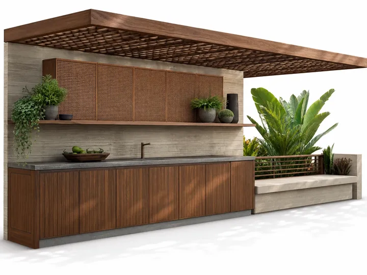 Fadior Soleil Balcony Suite with Sunrail Terrace Bench — 304 stainless steel balcony system, front view