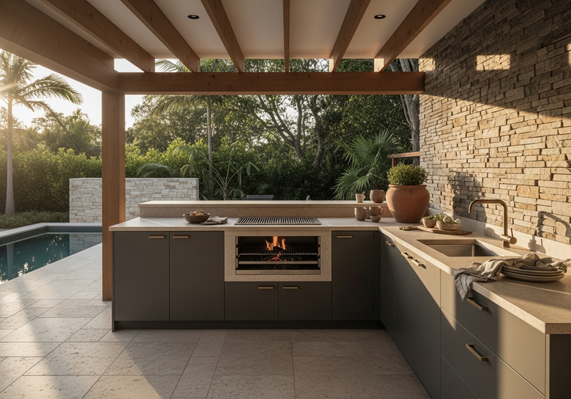 Indoor Outdoor Kitchen Stainless Steel: A Thai Villa's Seamless Transition gallery image 3