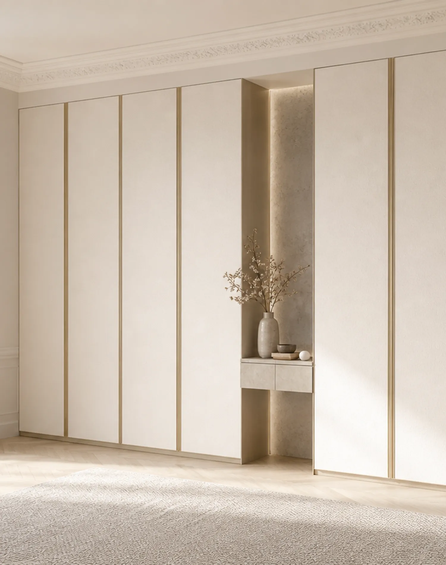 Suite de Armario Lumiere con Pared de Bolsillo Bouclé para Vestidor estudio de adaptación