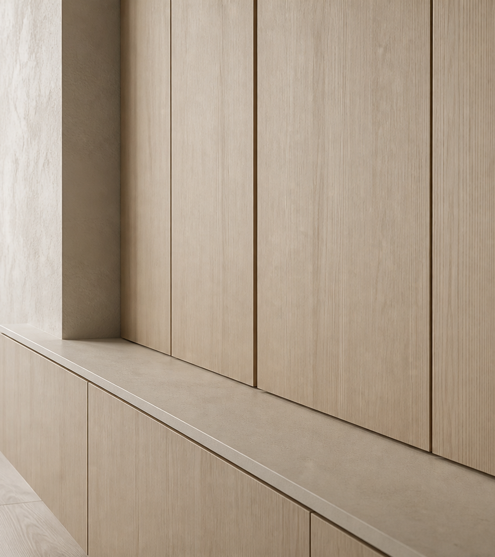 Fadior Silvan Blond Ash Media Gallery — close-up of stainless steel finish and hardware detail