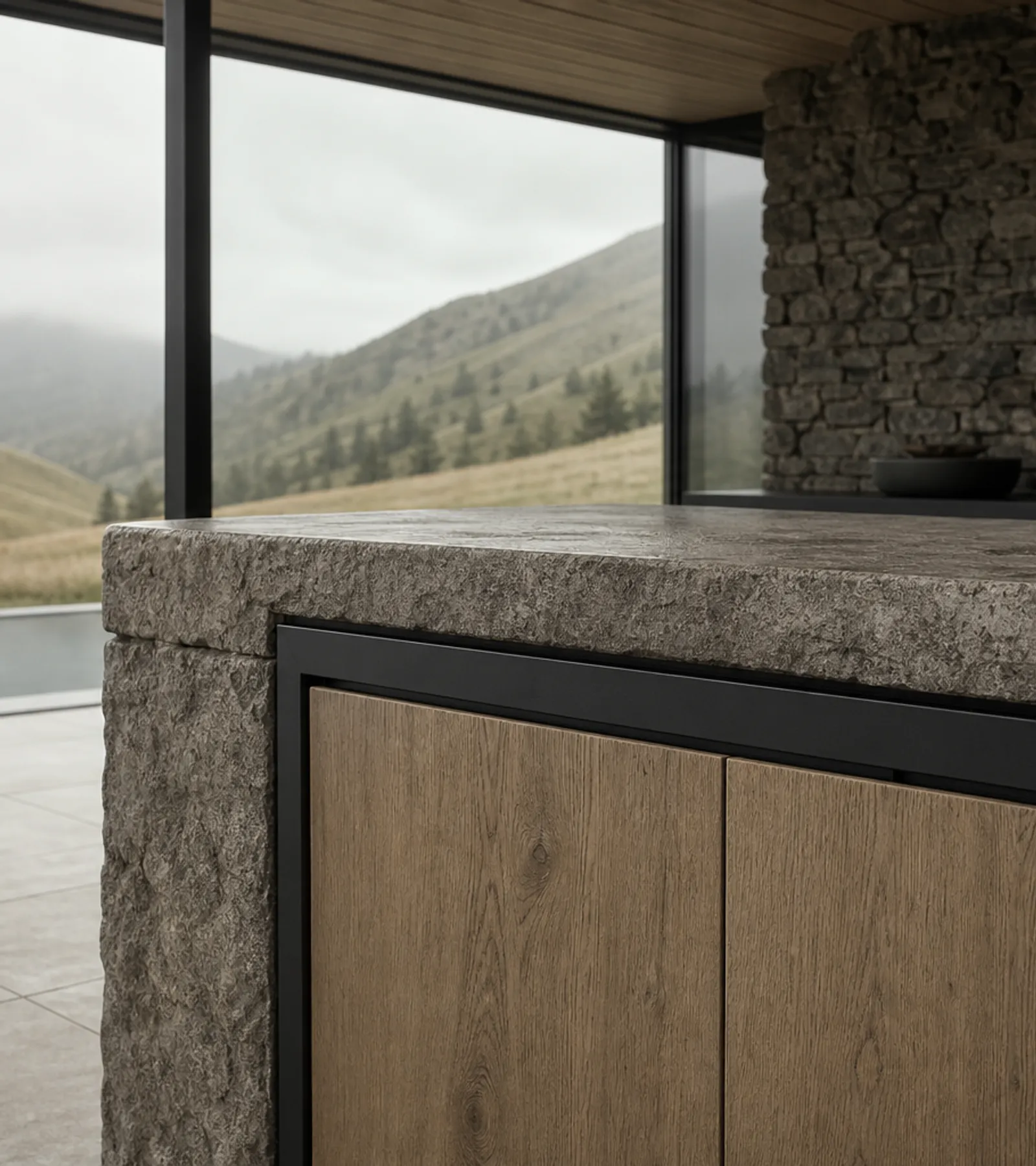 Suite de Cocina Terrena con Isla de Servicio Hearthside acabado y detalle