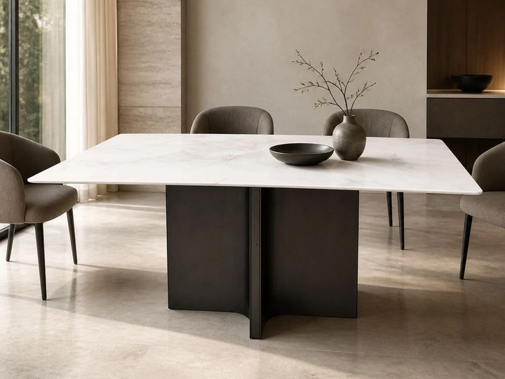 Stone-Top Marble Dining Table 140x80 styled in a FADIOR HOME interior setting