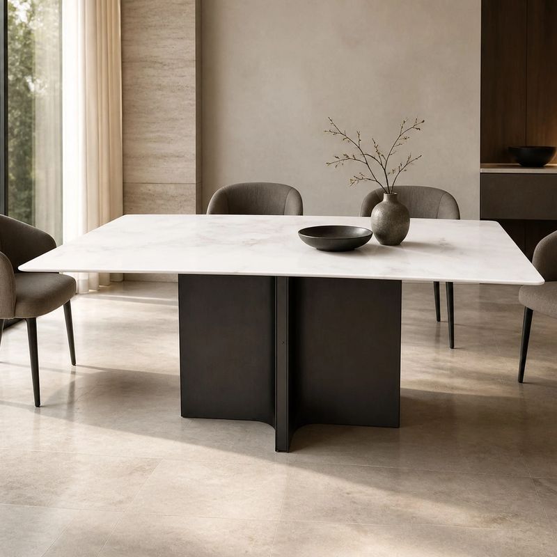 Stone-Top Marble Dining Table (Natural luxury stone) styled in a FADIOR HOME interior setting