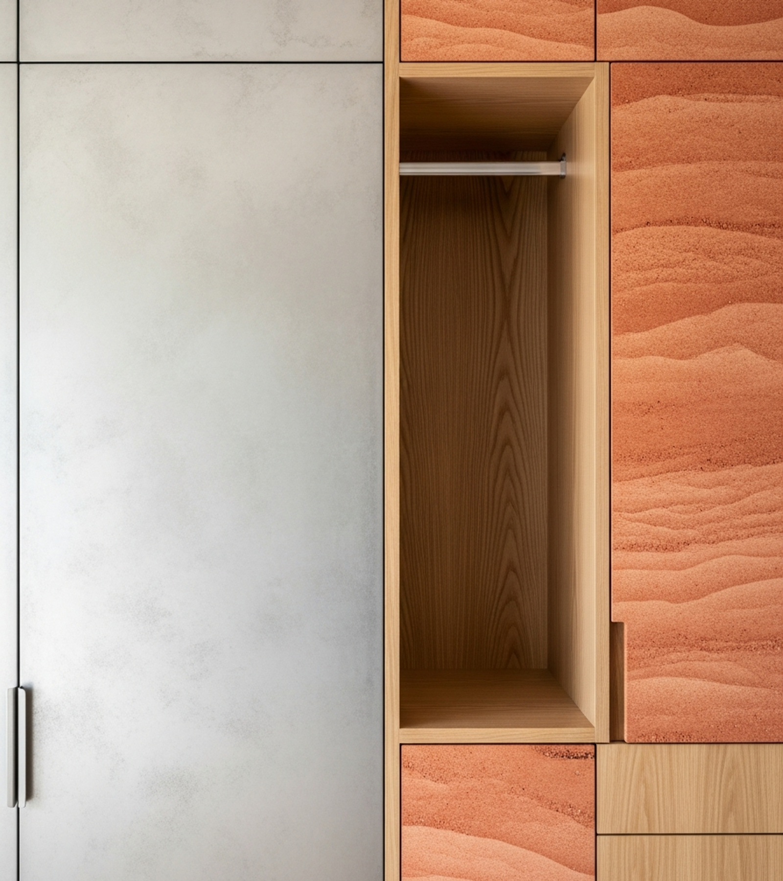 Fadior Brera Wardrobe Suite — close-up of stainless steel finish and hardware detail