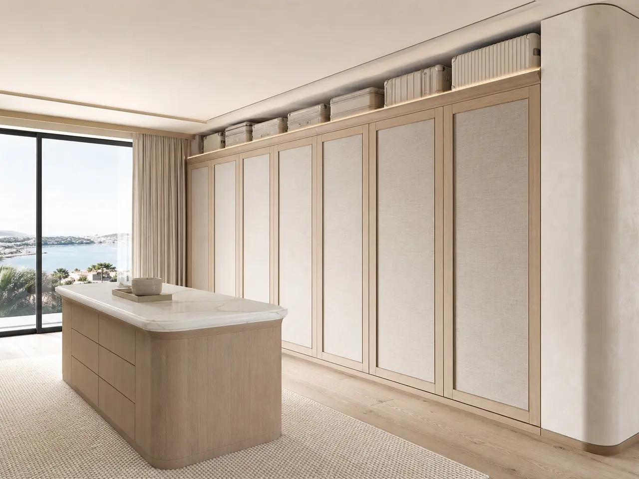 Fadior Voyage Wardrobe Suite with Quartz Luggage Gallery — 304 stainless steel wardrobe system, front view
