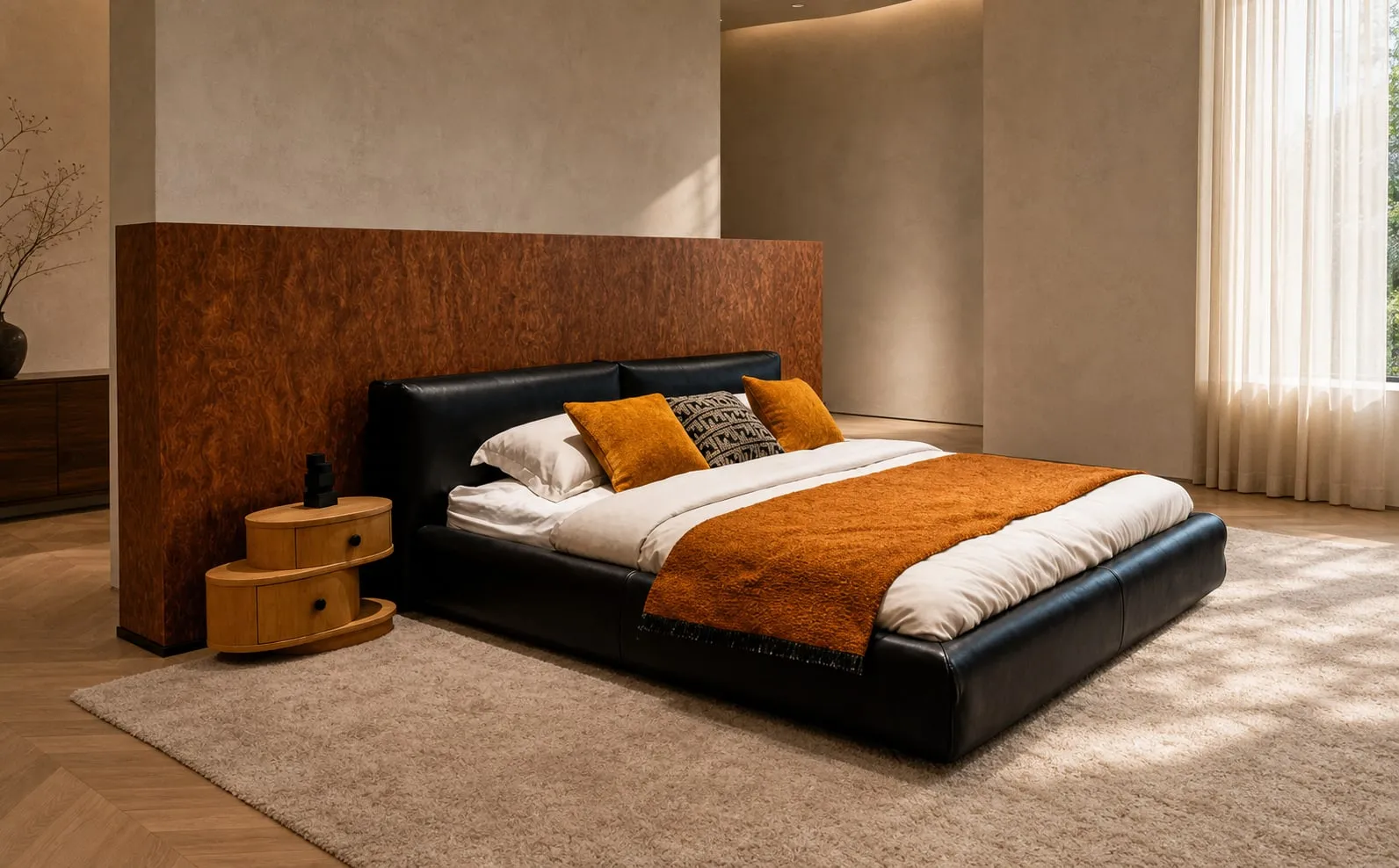 Full Nappa Leather Upholstered Bed