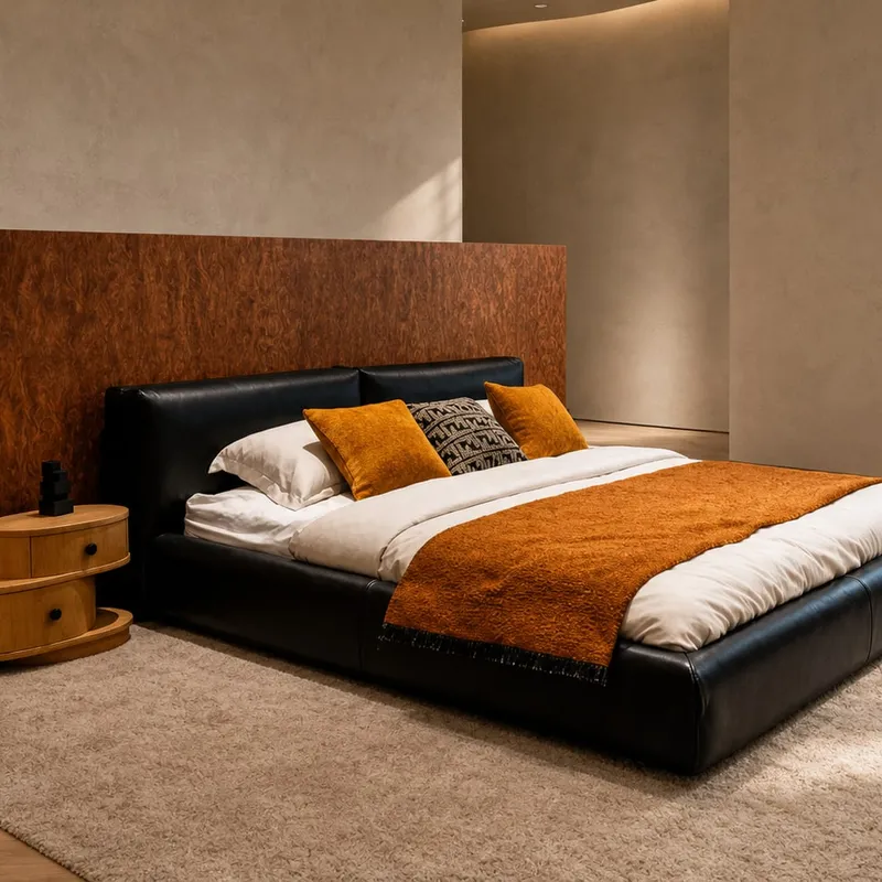 Full Nappa Leather Upholstered Bed