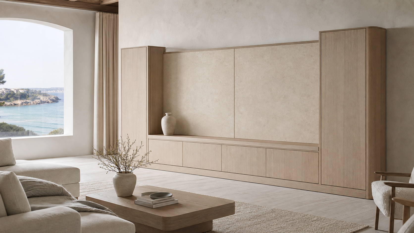 Suite de Salón Patina con Cómoda de Puerta Corredera Artística estudio de adaptación