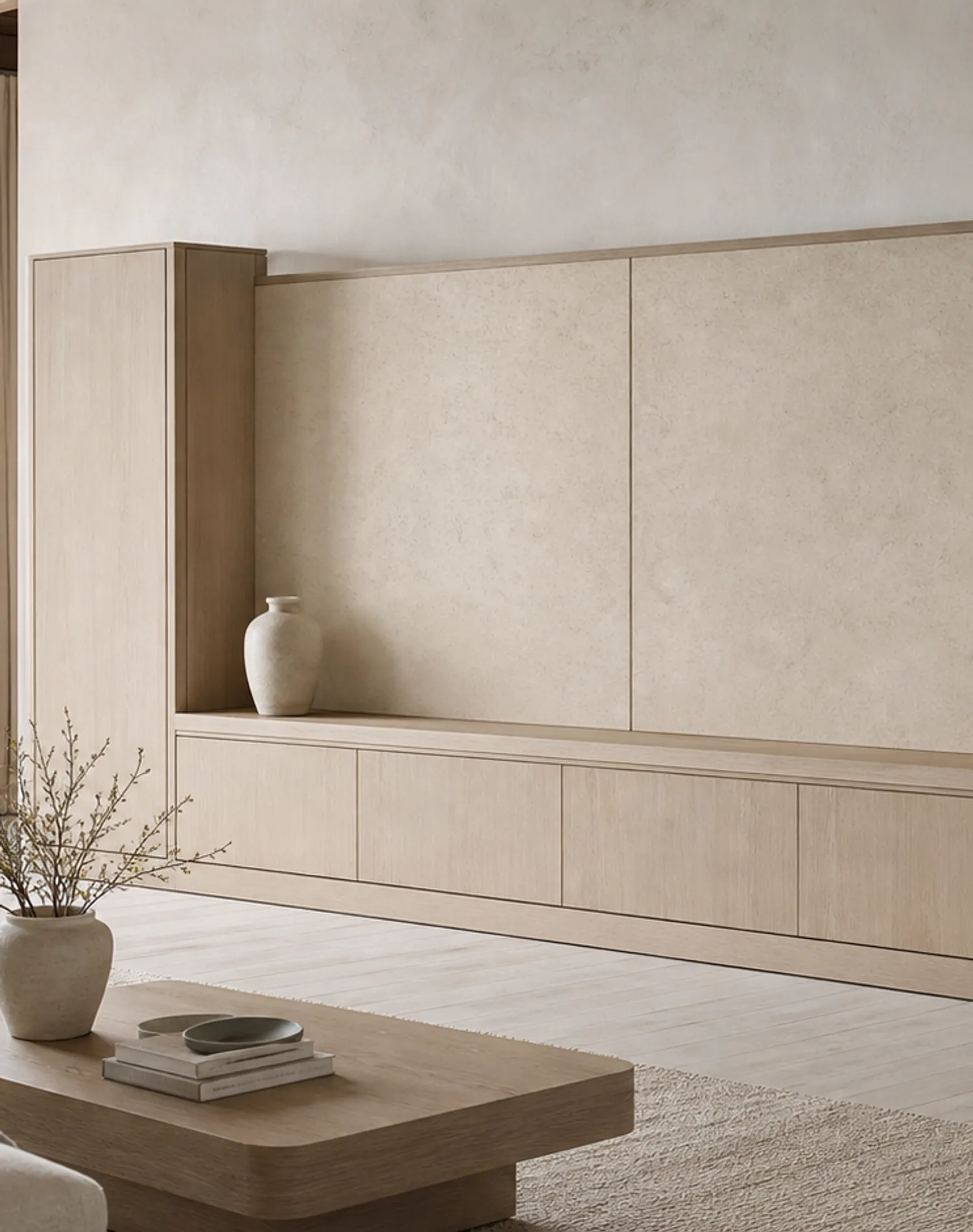 Suite de Salón Patina con Cómoda de Puerta Corredera Artística estudio de adaptación