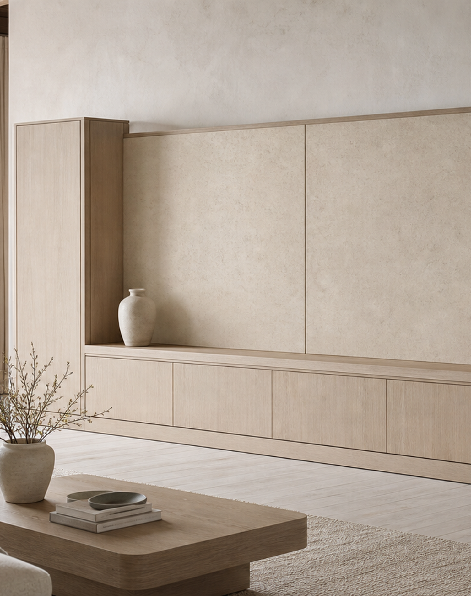 Suite de Salón Patina con Cómoda de Puerta Corredera Artística estudio de adaptación
