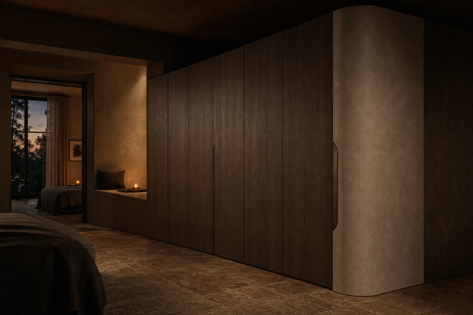 Fadior Lumiere Wardrobe with Counterline Dressing Wall — interior room context showing cabinet integration