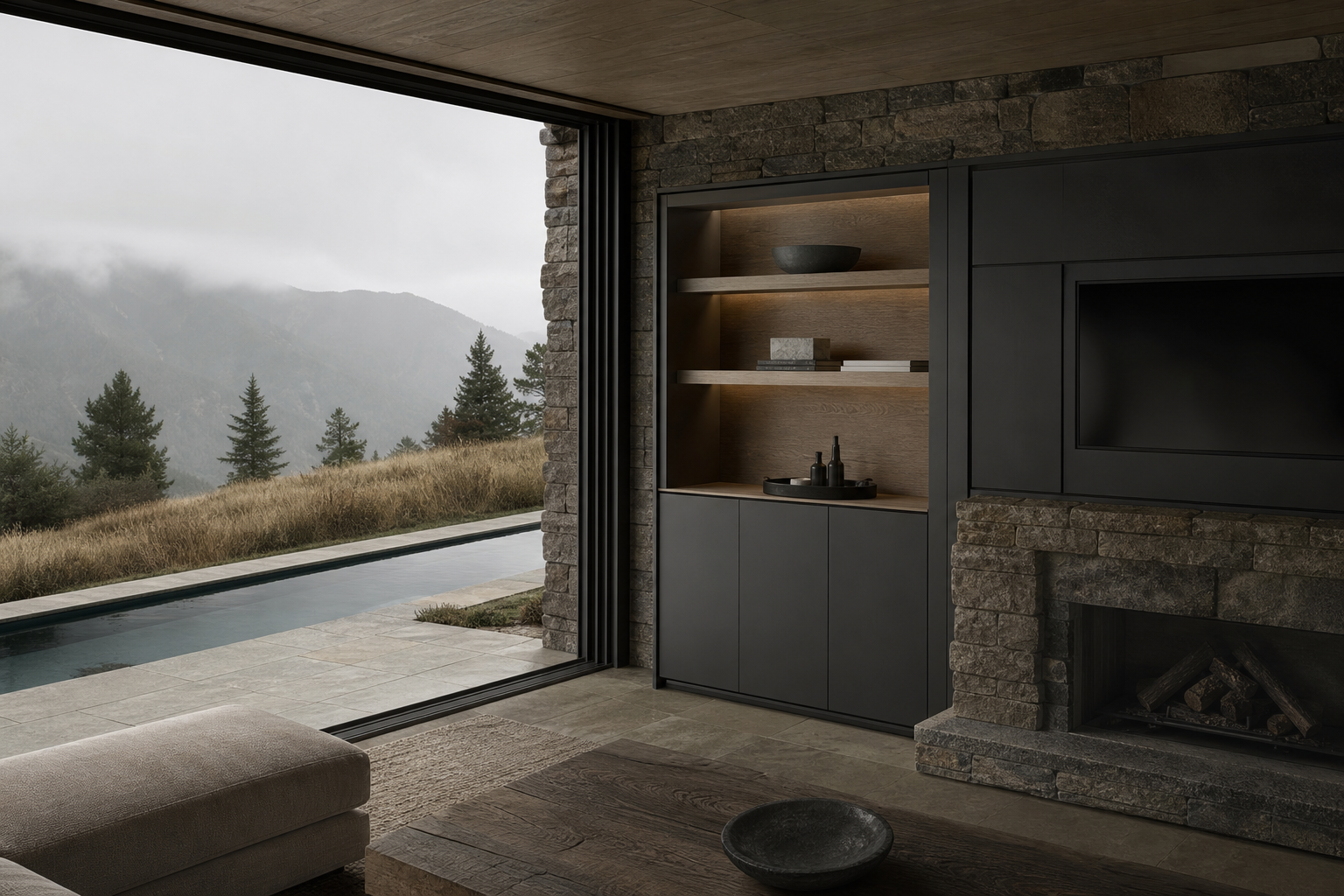 Fadior Veneto Living Room Suite with Touch-Clean Beverage Wall — lifestyle setting with natural light and residential styling