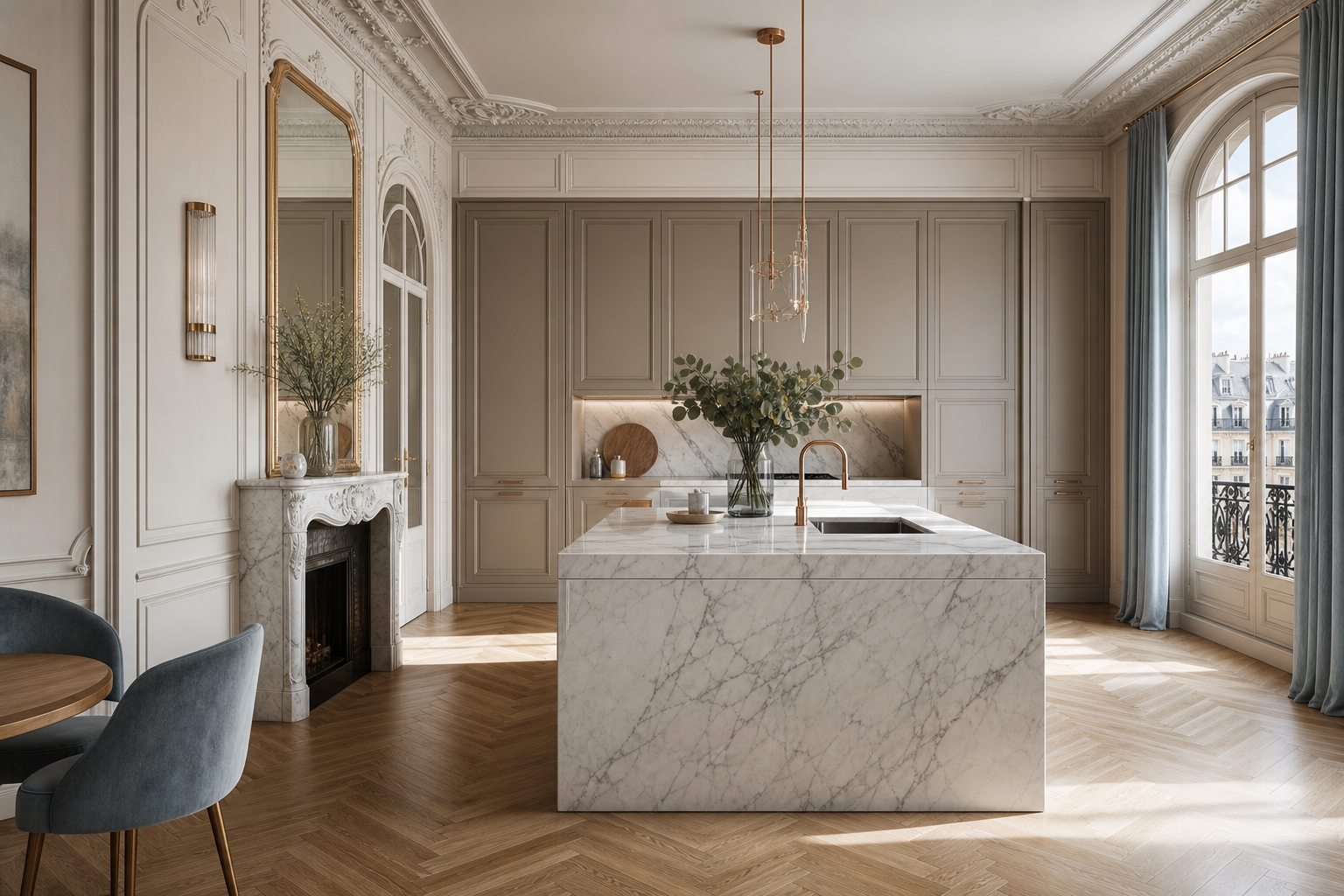 Solace Larder adaptable con isla perspectiva interior