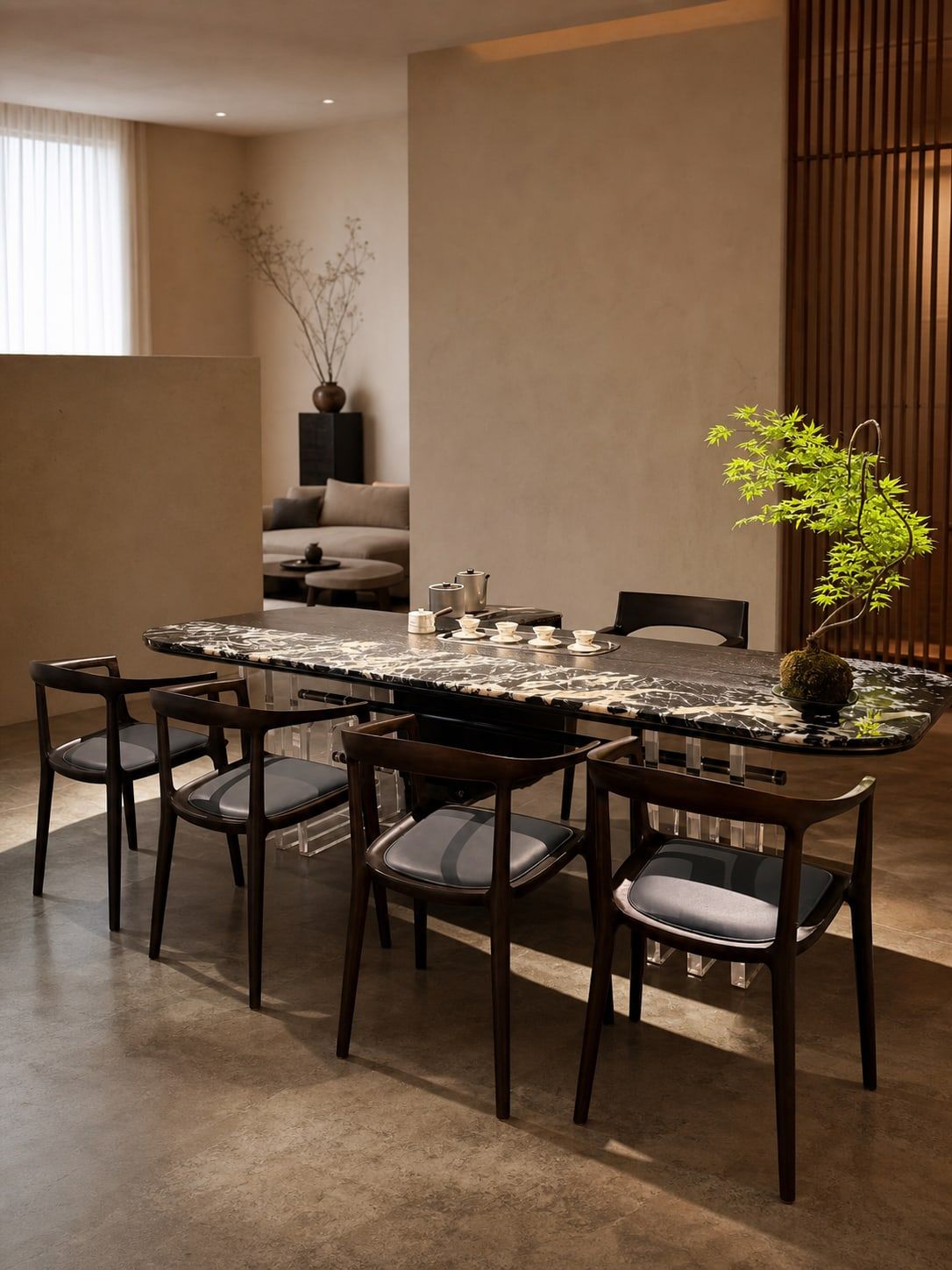 Marble Tea Table (Marble) styled in a FADIOR HOME interior setting