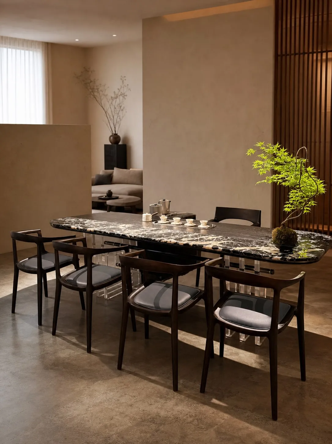 Mirror-Base Marble Tea Table 2000×900×720 mm