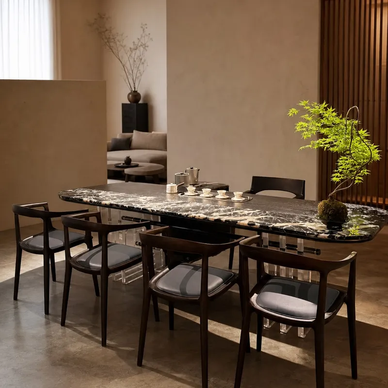 Mirror-Base Marble Tea Table 2000×900×720 mm