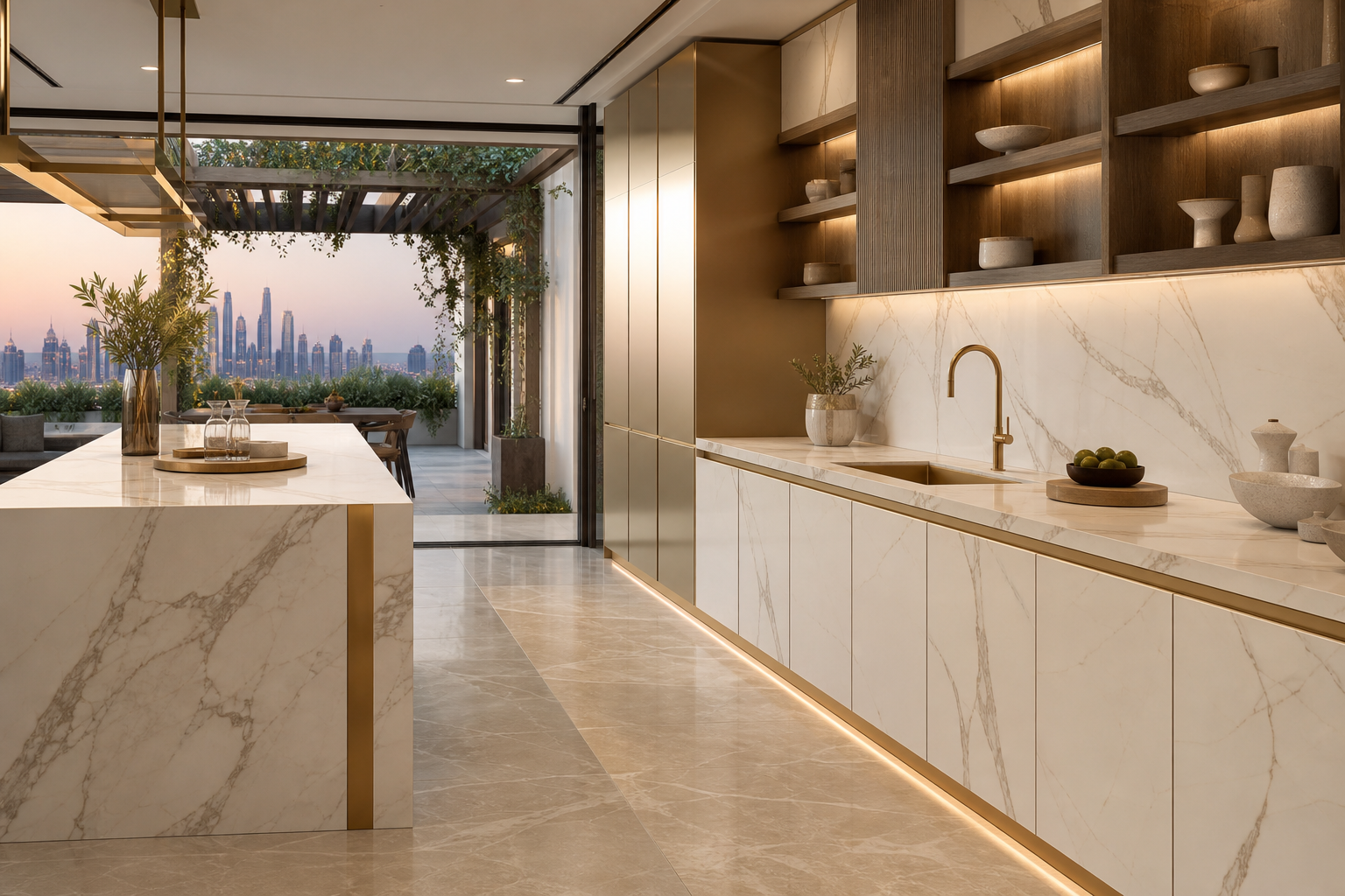 Fadior Riviera Kitchen Suite with Pergola Garden Sink Wall — interior room context showing cabinet integration
