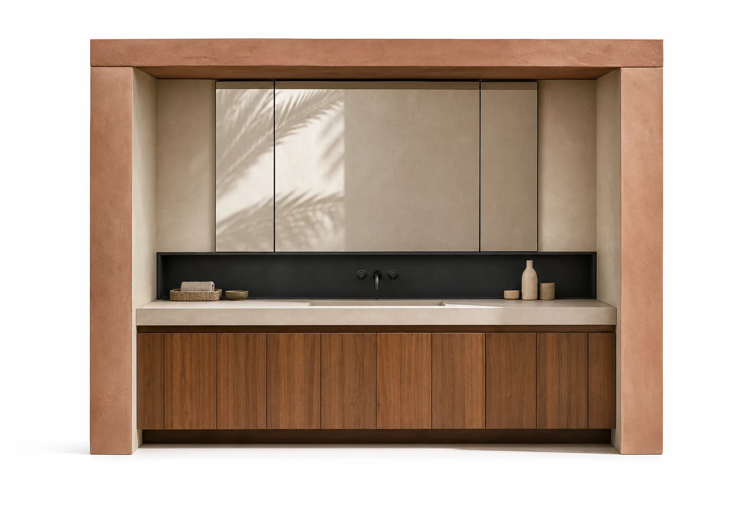 Suite de Baño y Tocador Verve con Nicho de Lavado de Cinta de Basalto vista principal