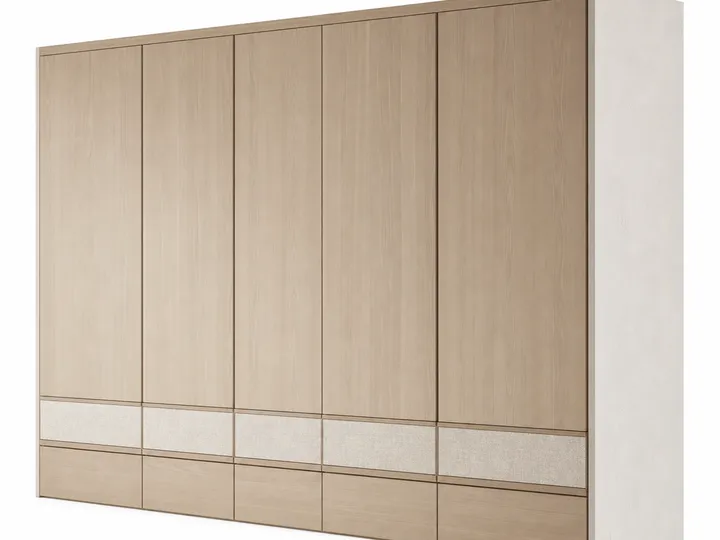 Fadior Radiance Wardrobe Suite with Linen Watch Arcade — 304 stainless steel wardrobe system, front view