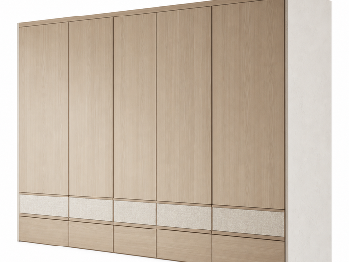 Fadior Radiance Wardrobe Suite with Linen Watch Arcade — 304 stainless steel wardrobe system, front view