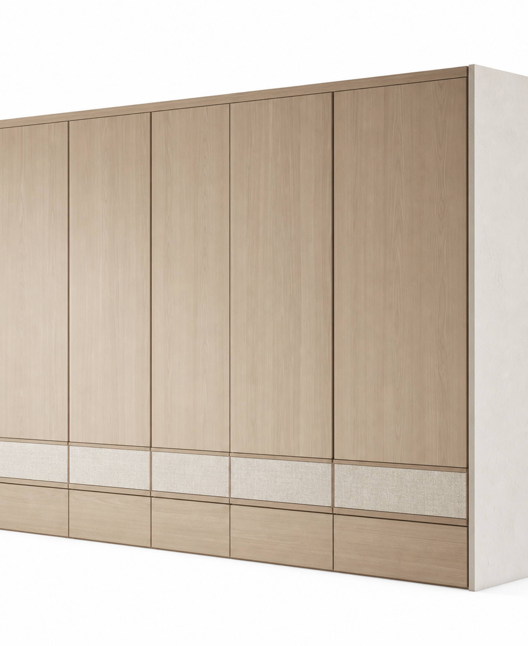 Fadior Radiance Wardrobe Suite with Linen Watch Arcade — 304 stainless steel wardrobe system, front view