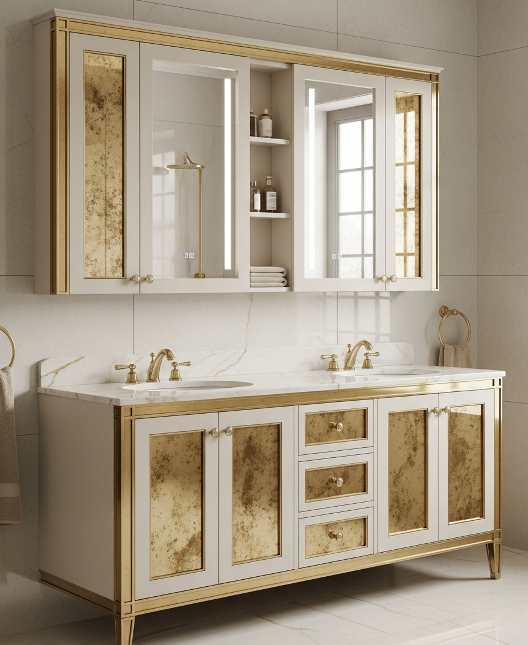 Fadior Acqua Bath and Vanity Suite — 304 stainless steel bath and vanity system, front view