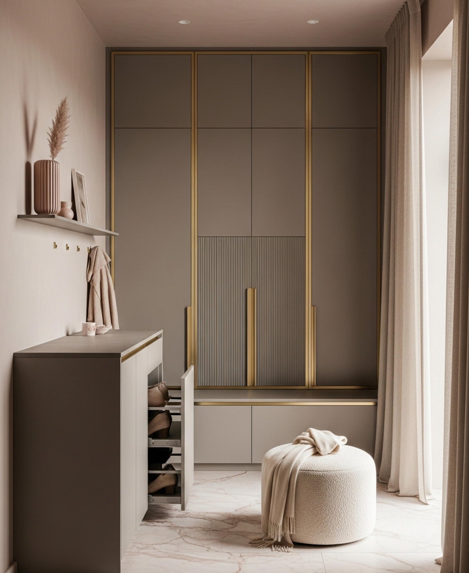 Fadior Archetype Entryway Console — 304 stainless steel entryway system, front view