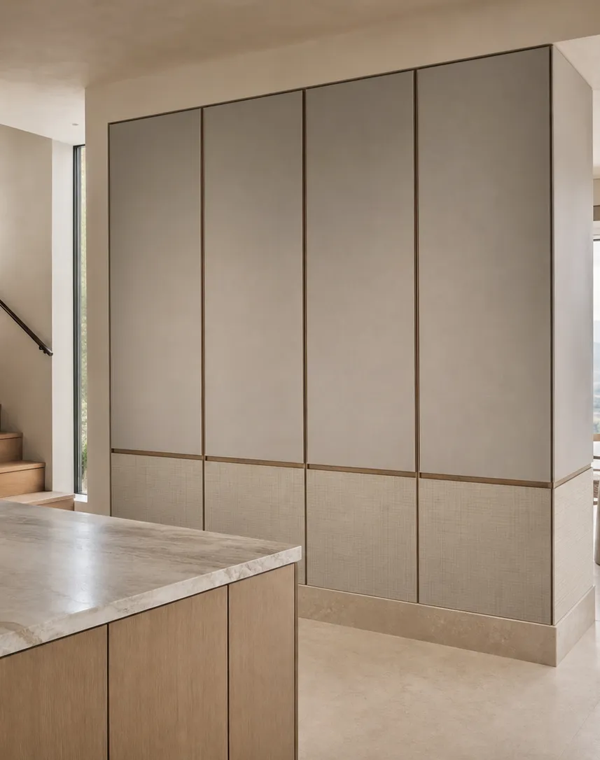 Suite de Panel de Pared Terrazzo con Zócalo de Sombra de Lino perspectiva interior