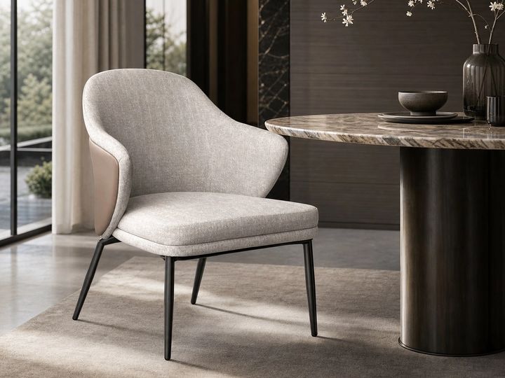 Leather-Accent Dining Chair styled in a FADIOR HOME interior setting