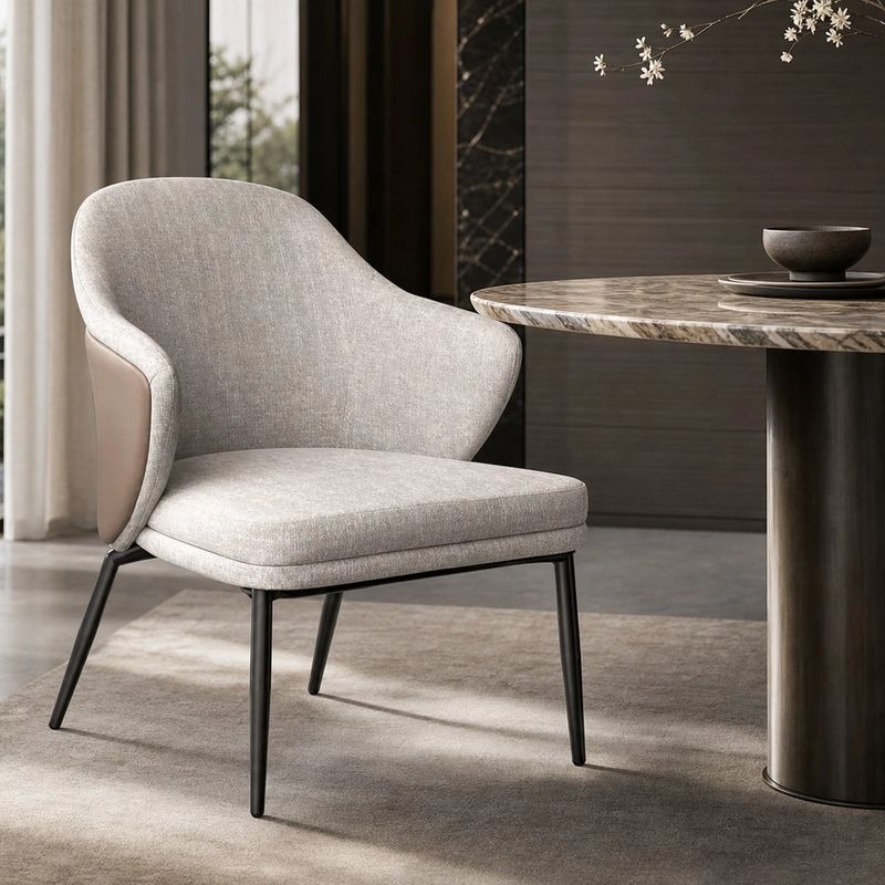 Leather-Accent Dining Chair (Linen) styled in a FADIOR HOME interior setting