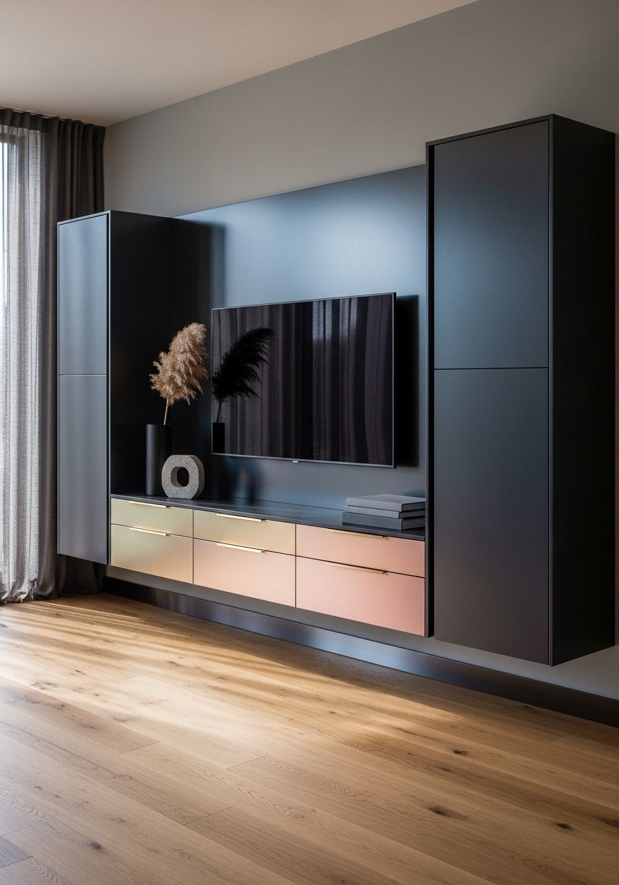 Fadior Essence Living Room Suite — interior room context showing cabinet integration