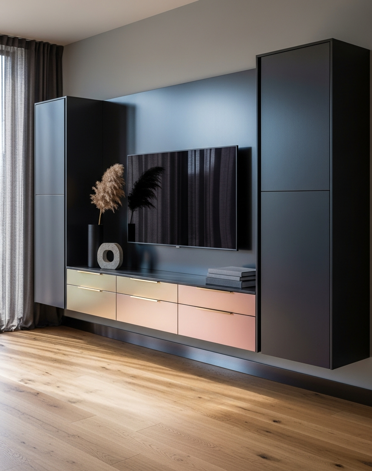 Fadior Essence Living Room Suite — interior room context showing cabinet integration