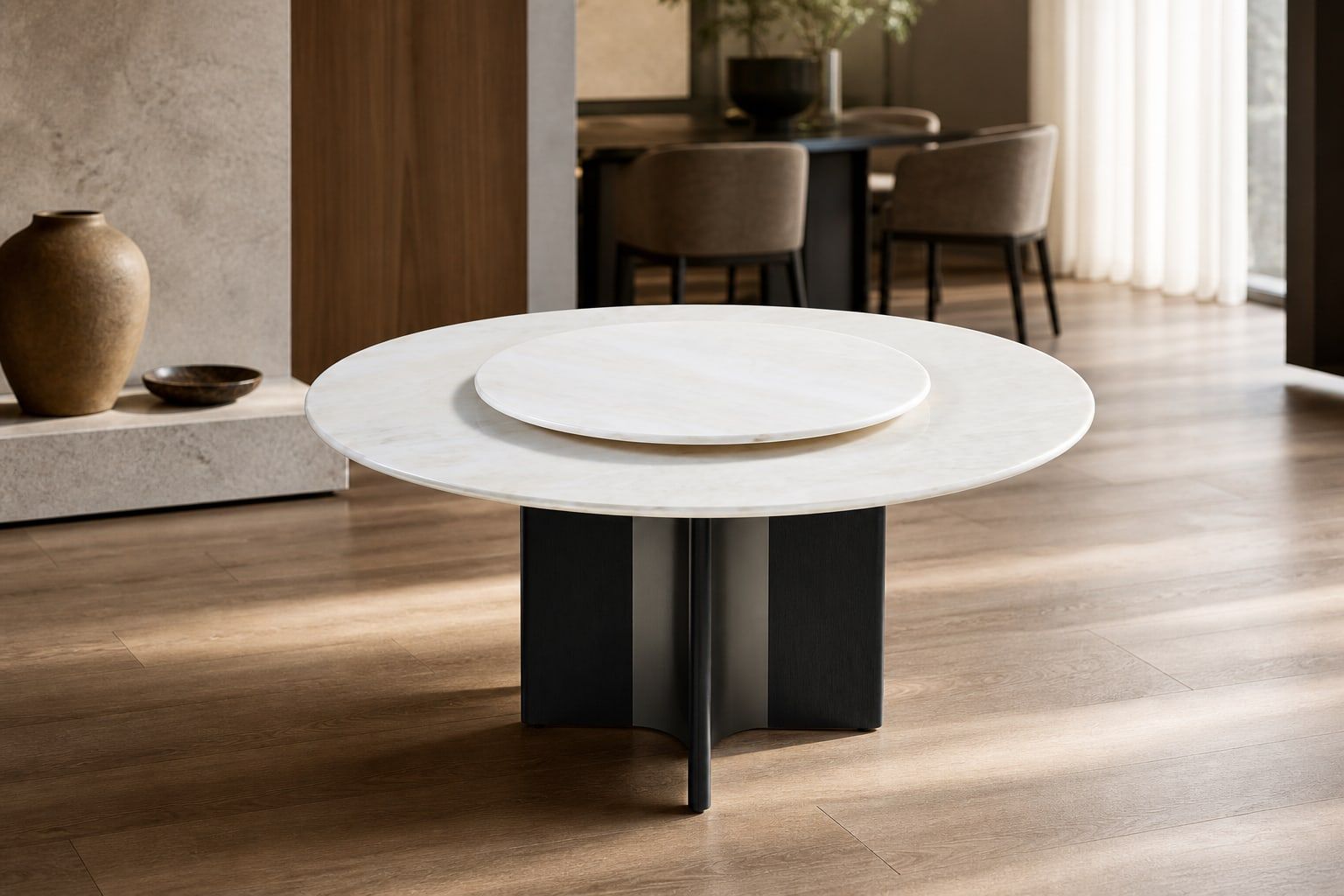 Stone-Top Marble Dining Table (Natural luxury stone) styled in a FADIOR HOME interior setting
