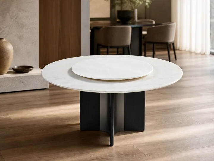 Mesa de mármol con pedestal bicolor Ø135+Ø90 cm