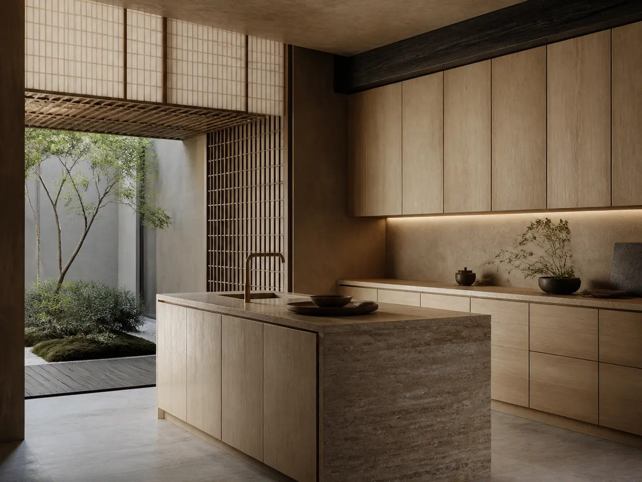 Fadior Atelier Courtyard Climate Kitchen — 304 stainless steel kitchen system, front view