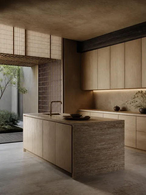Fadior Atelier Courtyard Climate Kitchen — 304 stainless steel kitchen system, front view