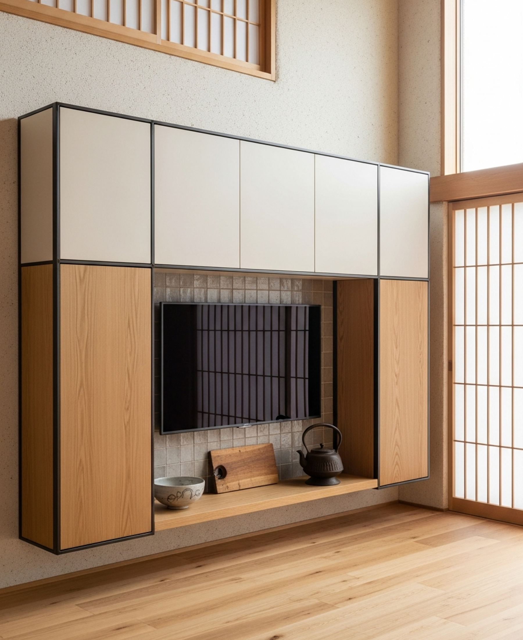 Fadior Essence Media Console — 304 stainless steel living room system, front view