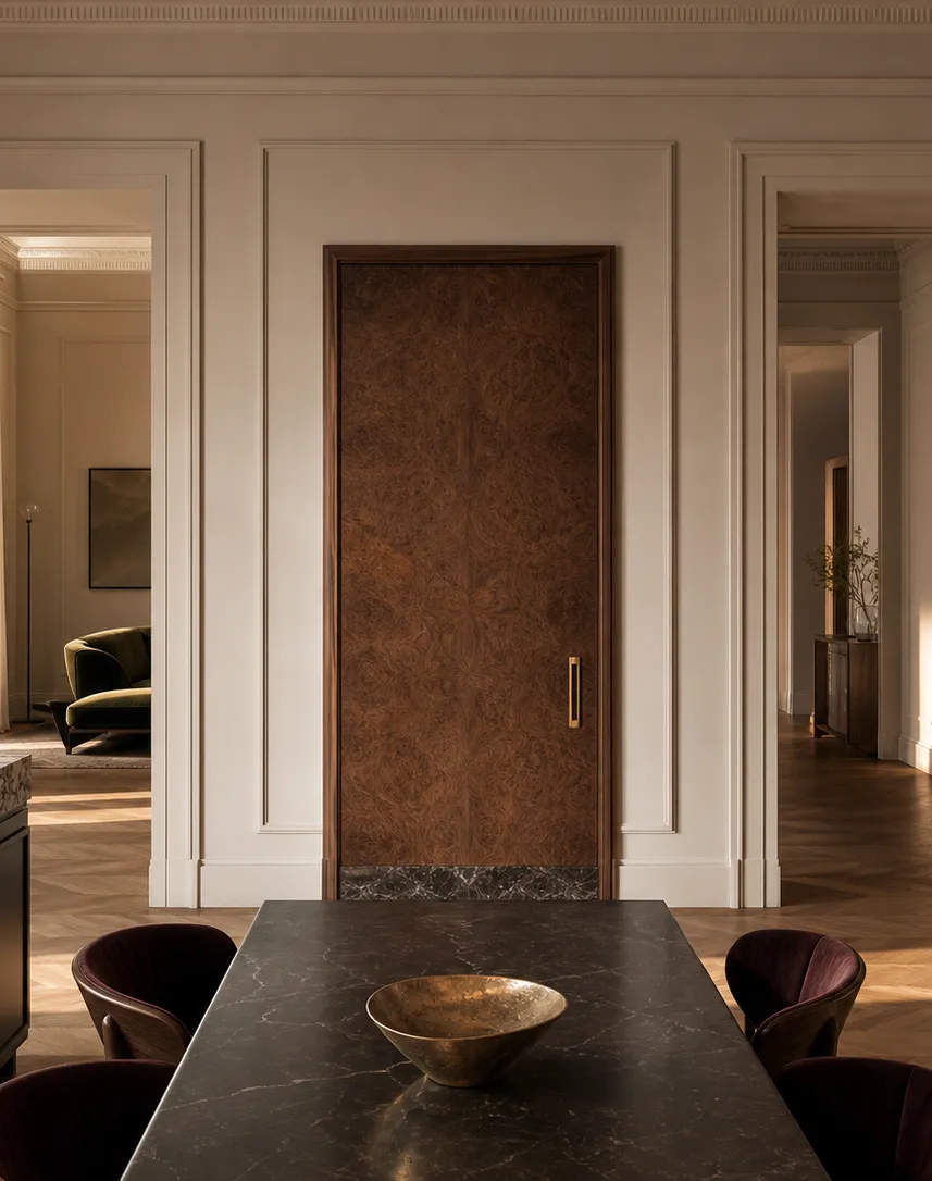 Suite de Puerta Interior Silhouette con Portal Galería Borde Nogal perspectiva interior