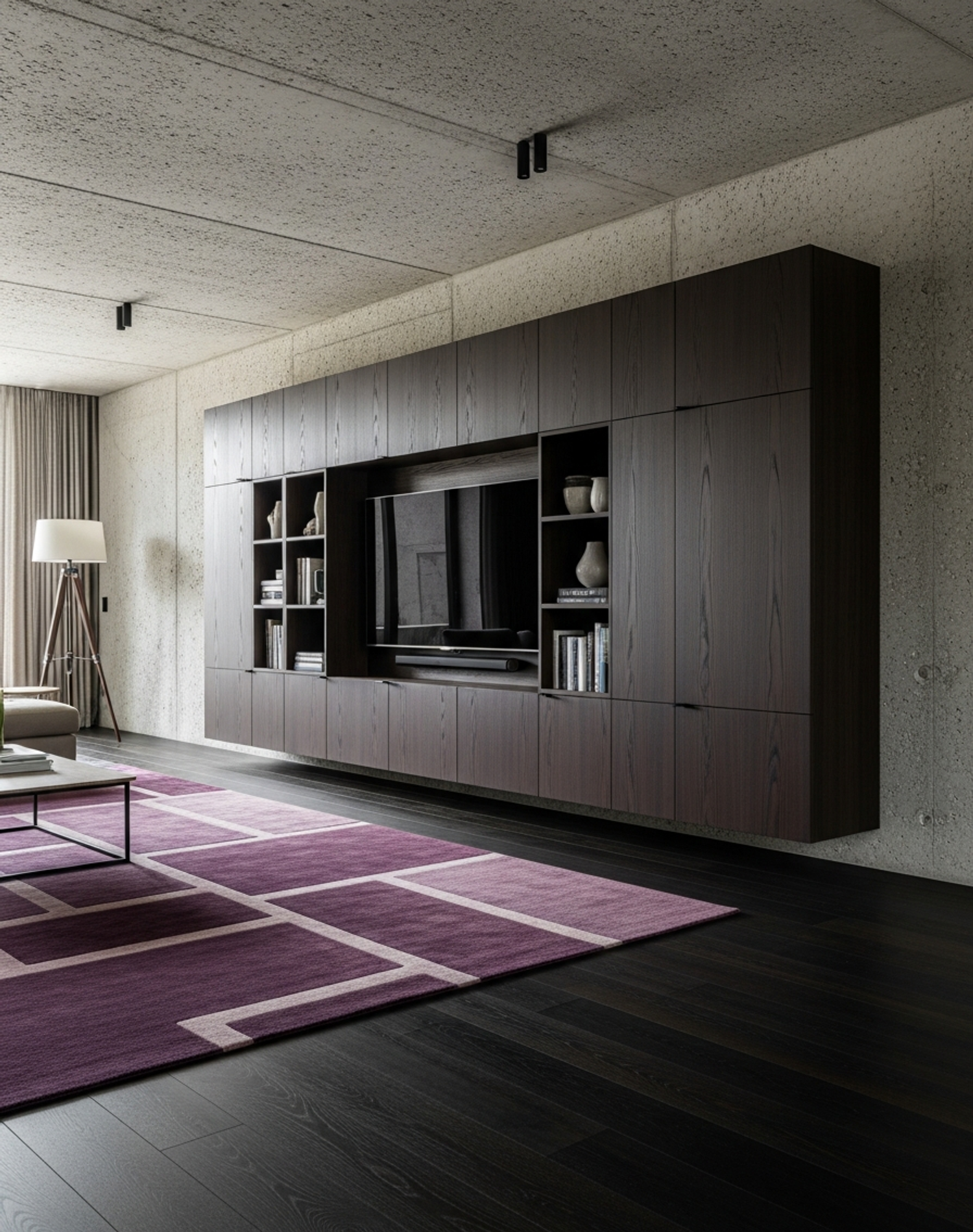 Fadior Essence Media Console — interior room context showing cabinet integration