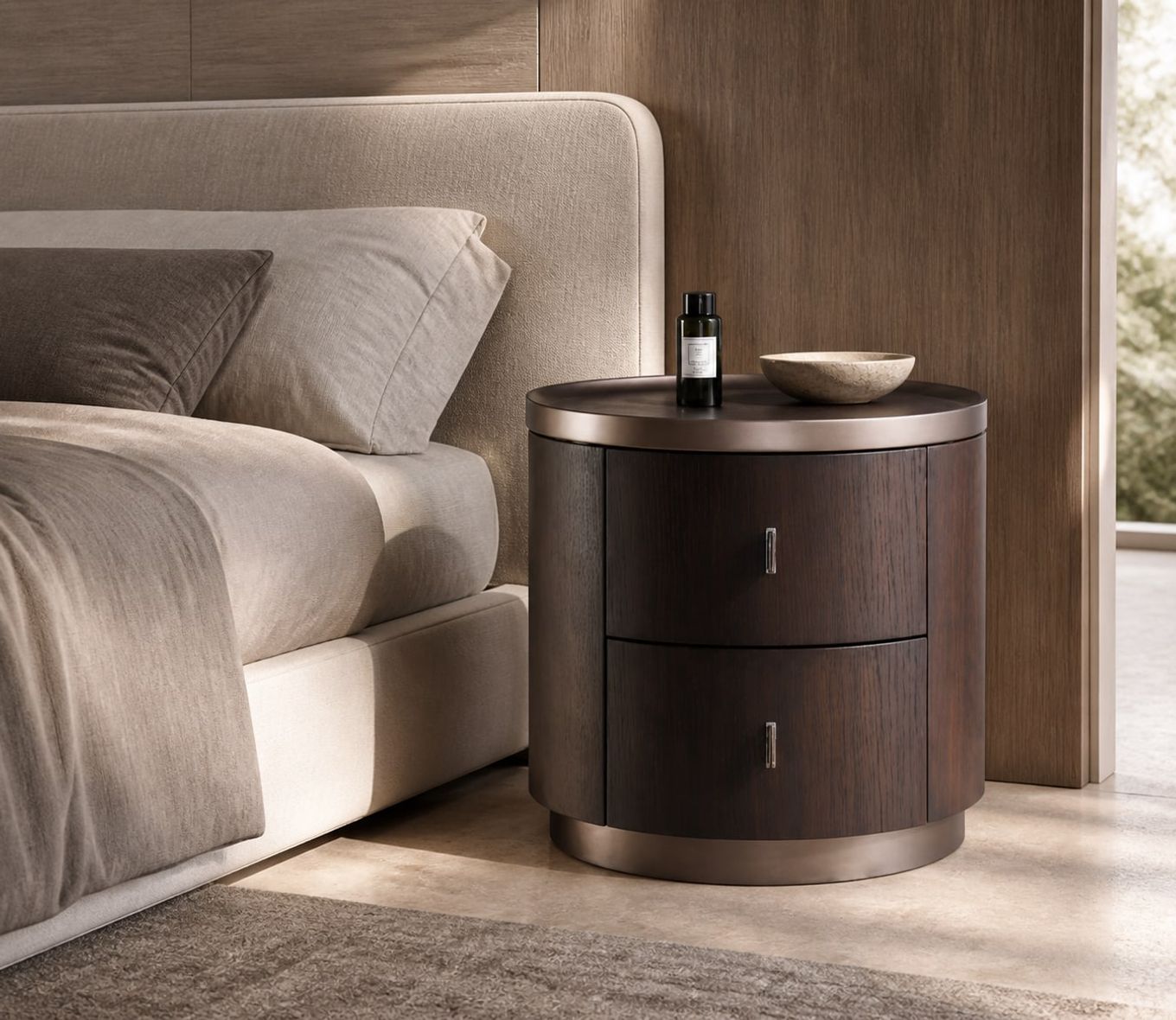 Nightstand (NS-007) styled in a FADIOR HOME interior setting