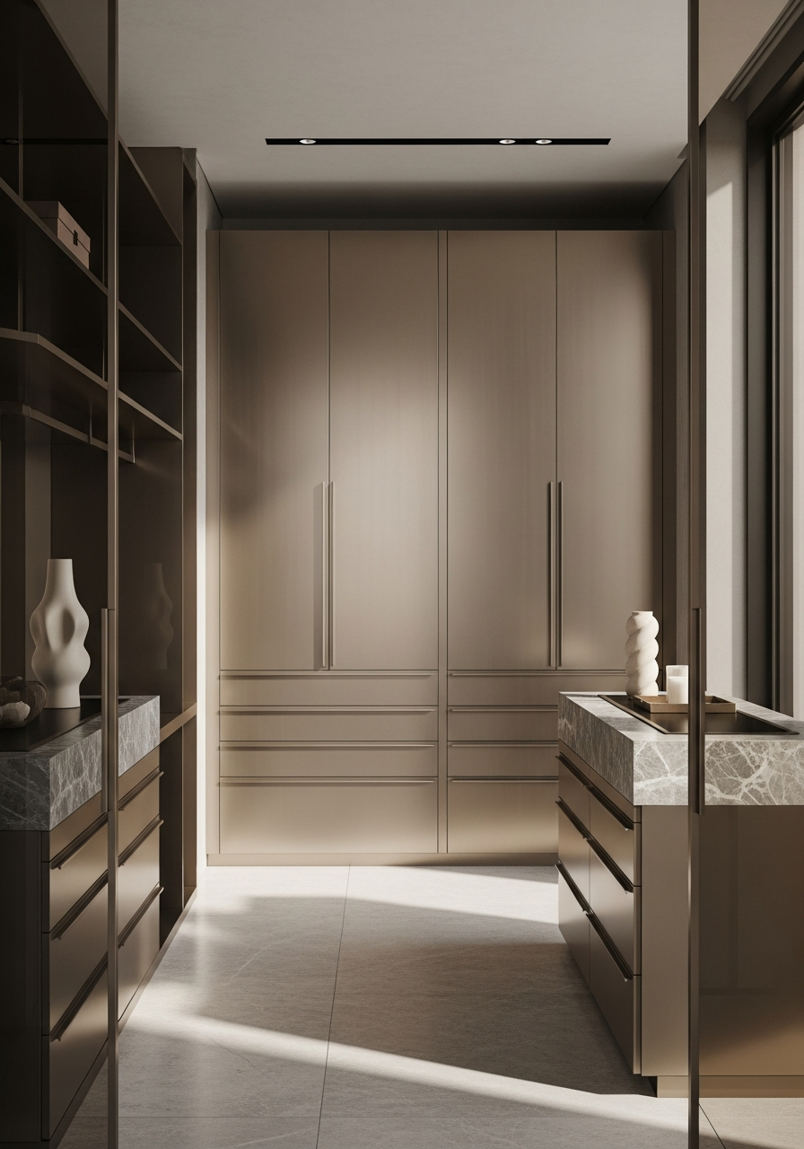 Fadior Dubai Waterfront Villa — master wardrobe with stainless steel system