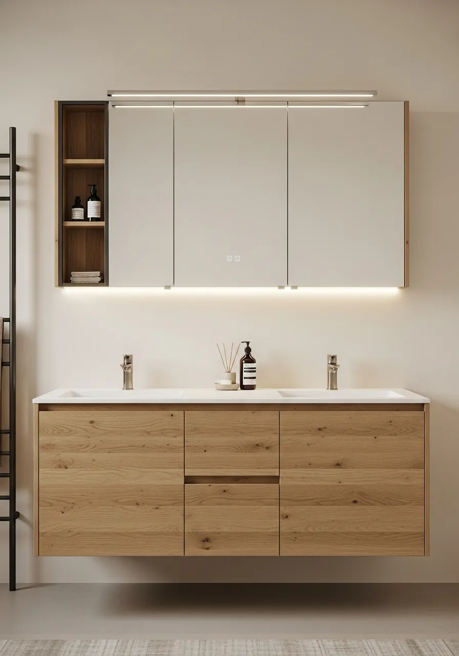 Modern stainless steel bath vanity in stone and steel finishes