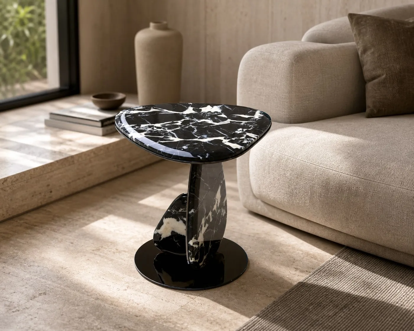 Black Marble Side Table