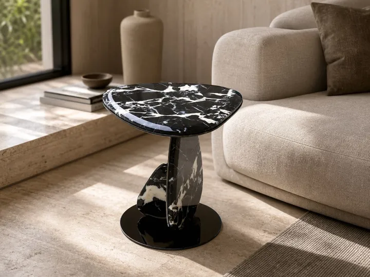Mesa Auxiliar de Mármol Negro