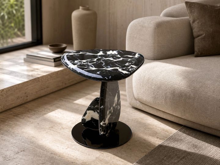 Marble Side Table styled in a FADIOR HOME interior setting
